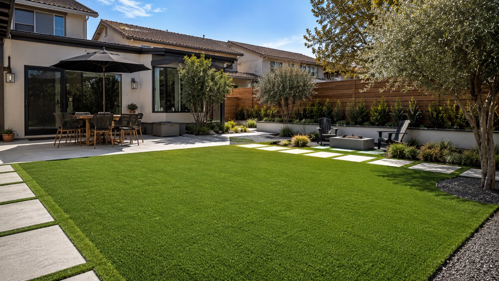 artificial turf installation in a Burbank California backyard