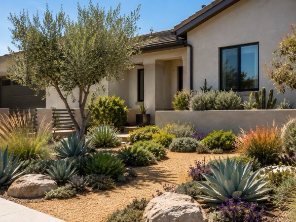 drought-tolerant landscaping with native plants in a Burbank California yard