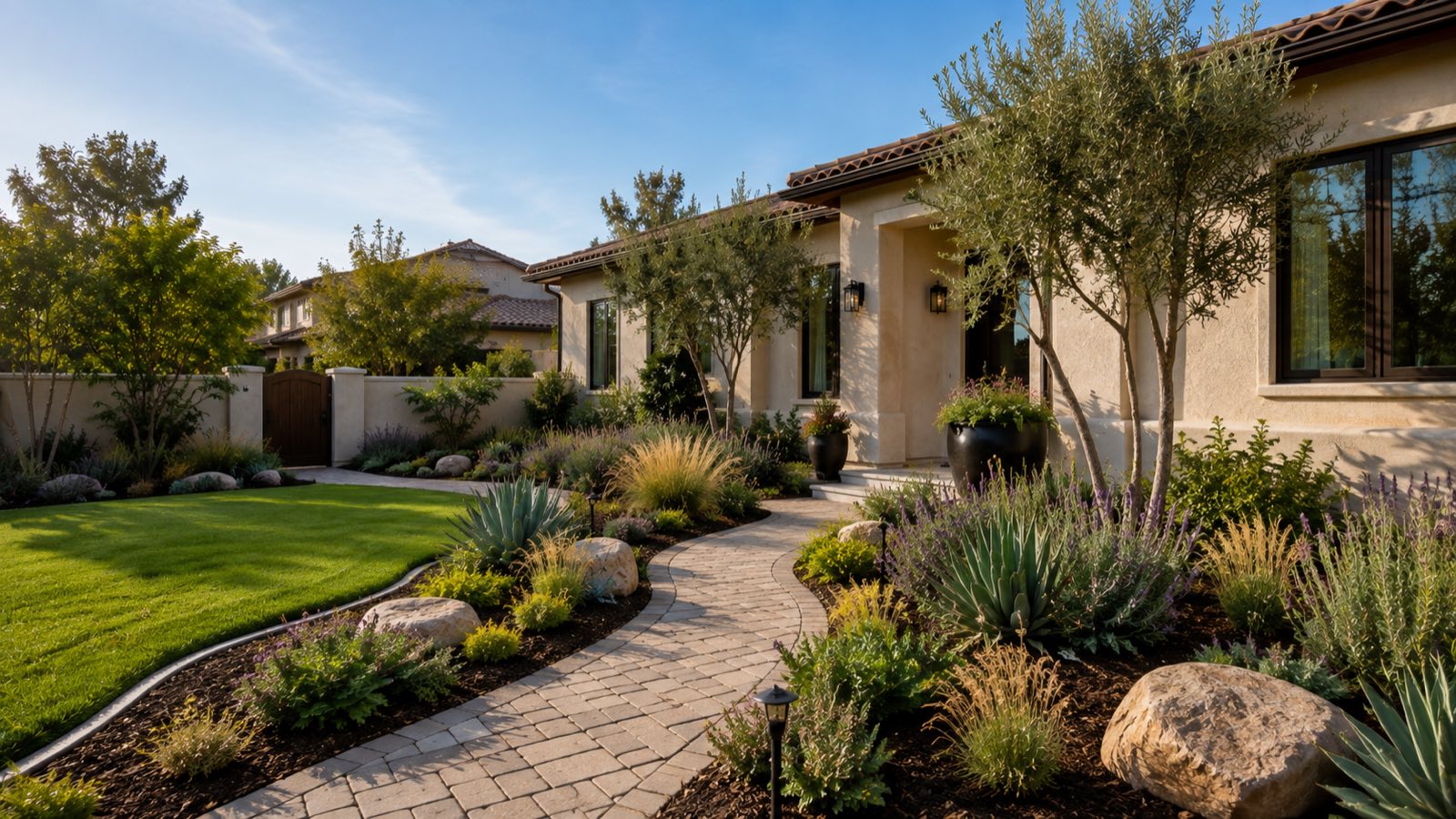 landscape design and installation project in a Burbank California front yard