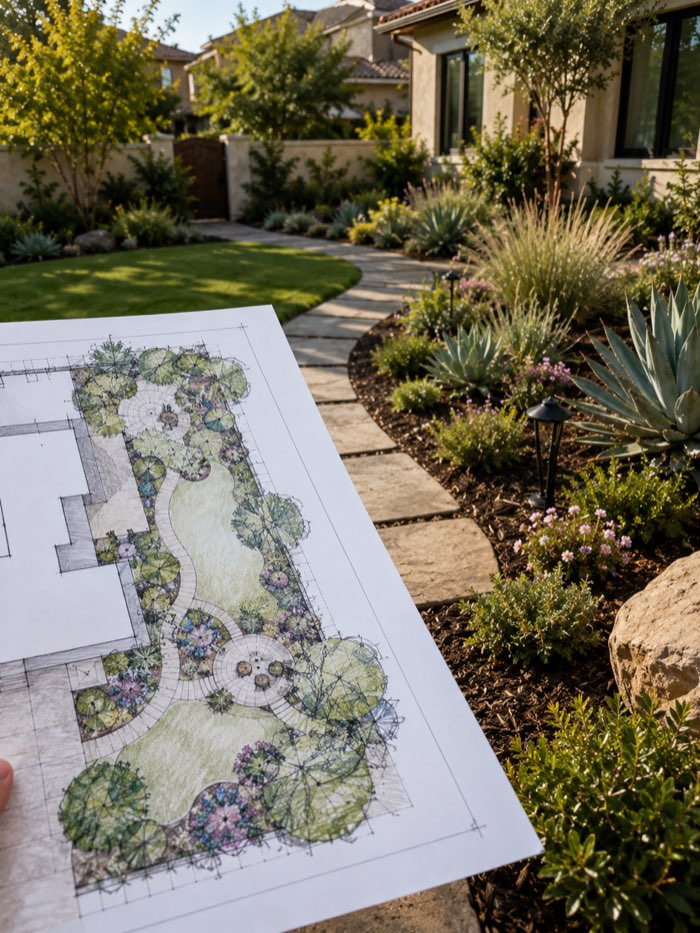 landscape design plan for a Burbank California yard